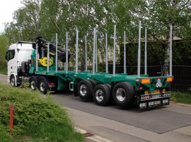 3 axles extendable semi-trailer with crane on goose-neck Scania 6x4 + crane Tajfun-Liv 300K99 + 3 axles extendable semi-trailer