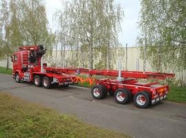Aufbau fur Dreiachs-Langholznachläufer Scania 6x4 + Krane Tajfun-Liv 300K81 + Abnehmbare Pritsche