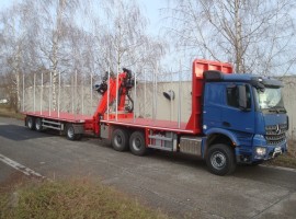 Aufbau mit Dreiaachs-Pritscheanhänger Mercedes Benz 6x4 + Krane Epsilon Q170Z96 + R31700