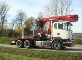Aufbau fur Dreiachs-Langholznachläufer Scania 6x4 + Krane Tajfun-Liv 300K87