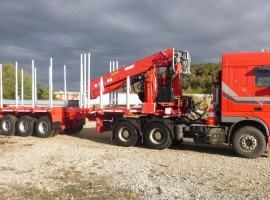 Dreiachs-Teleskopsattelauflieger mit Kran auf Schwanenhals DAF 6x4 + Krane DIEBOLT D35.93