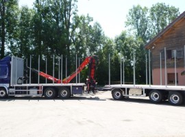 Aufbau mit Dreiaachs-Pritscheanhänger Scania 6x4 + Krane Epsilon Q170Z96 + R31700