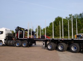 Aufbau fur Dreiachs-Teleskopsattelauflieger mit hydraulischer Zwangslenkung Scania 6x4 + Krane Tajfun-Liv 300K87