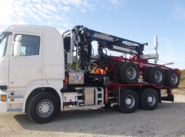 Aufbau fur Dreiachs-Langholznachläufer Scania 6x4 + Krane Tajfun-Liv 300K81 + AR3670