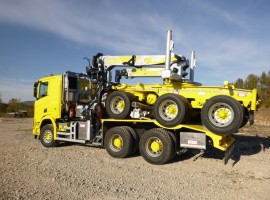 Aufbau fur Dreiachs-Langholznachläufer Scania 6x4 + Krane Tajfun-Liv 300K99 + AR5670