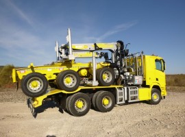 Aufbau fur Dreiachs-Langholznachläufer Scania 6x4 + Krane Tajfun-Liv 300K99 + AR5670