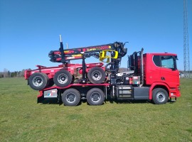 Aufbau fur Dreiachs-Langholznachläufer Scania 6x4 + Krane Tajfun-Liv 320K87 + AR5670