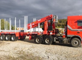 3 axles extendable semi-trailer with crane on goose-neck DAF 6x4 + crane DIEBOLT D35.93