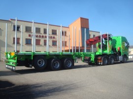 3 axles extendable semi-trailer with crane on goose-neck Volvo 6x4 + crane Epsilon S270L98