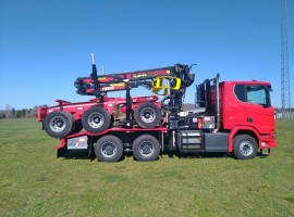 Forestry equipment for 3 axles forestry dolly Scania 6x4 + crane Tajfun-Liv 320K87 + AR5670