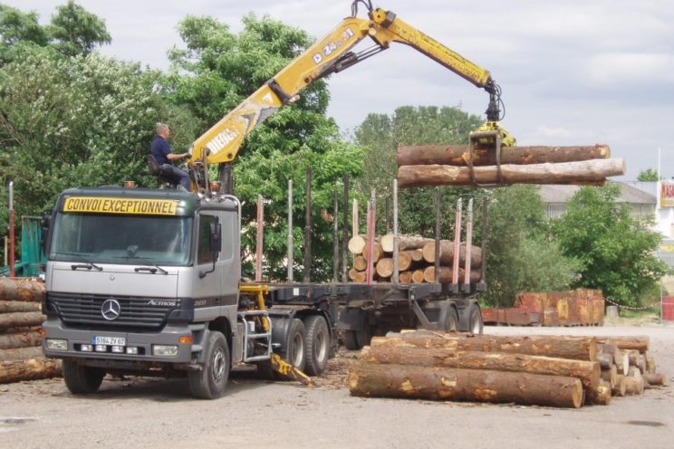 Steered 2 axles extendable semi-trailer with or without crane on goose-neck