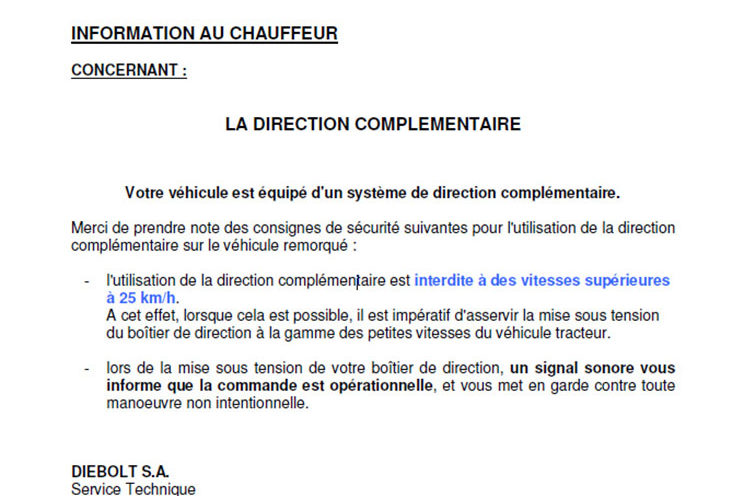 Direction hydraulique &#8211; Notice conducteur